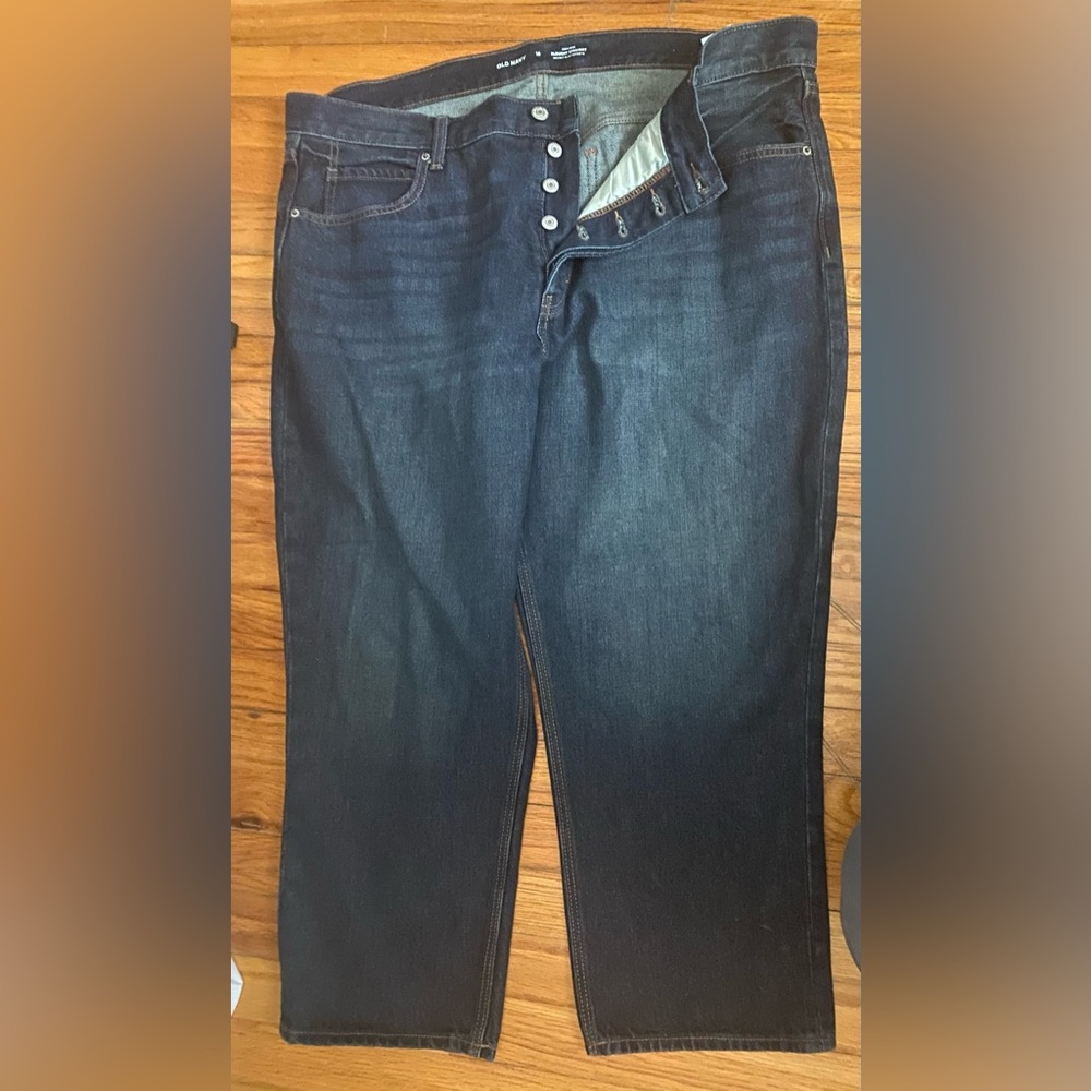 OLD NAVY JEANS button fly, dark wash Sz 18